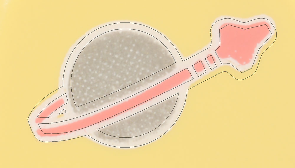 size comparison of classic space logo on orange and yellow minifigure torso