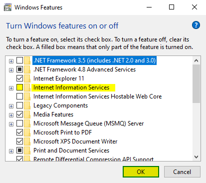 screenshot-turn IIS on